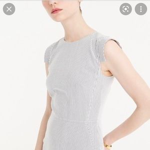 J.Crew Resume Shift Dress, gray and white seersucker stripe dress